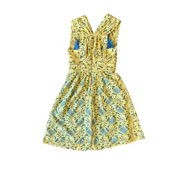 Plenty by Tracy Reese niki dress in garden trellis yellow & blue - Picture 7 of 8